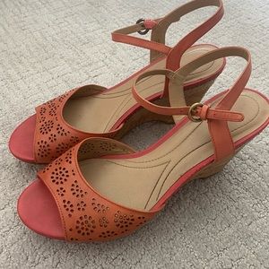Naturalizer coral Macrame cork wedge sandals sz 11
